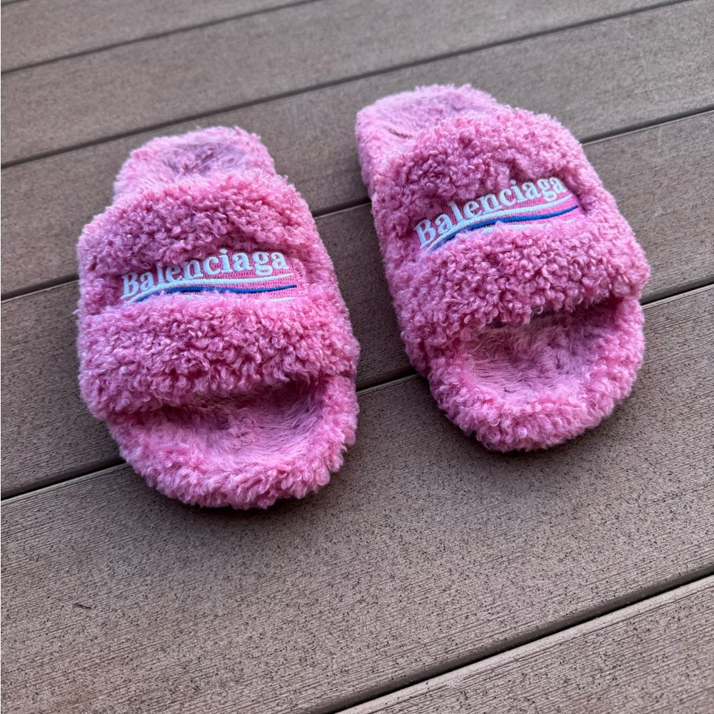 Balenciaga Plush Pink Slides